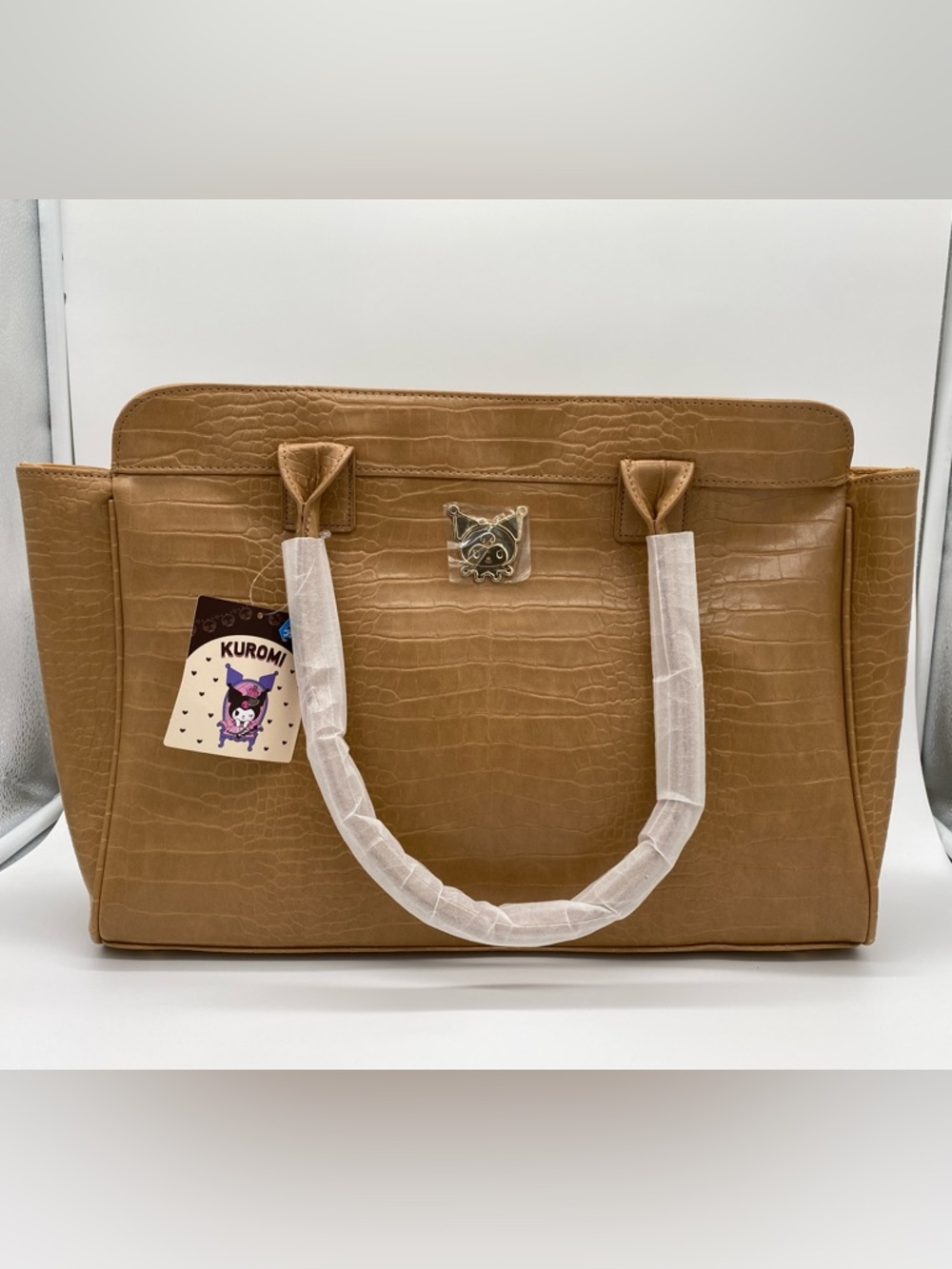 Sanrio Kuromi Faux Crocodile Skin Shoulder Bag TAN Purse
